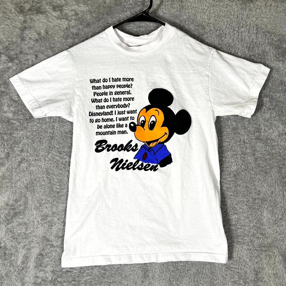 Shaka Wear T-Shirt Unisex Small White Cotton Brooks Nielsen Mickey Mouse Parody